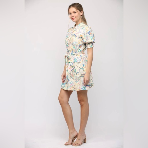 NWT Boutique Liana Floral Linen Blend Mini Shirt Dress - Picture 4 of 11